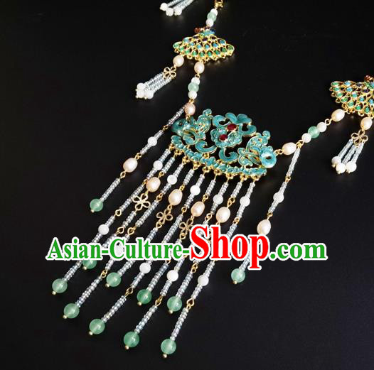 Chinese Ming Dynasty Noble Lady Necklace Ancient Princess Beads Tassel Necklet Accessories