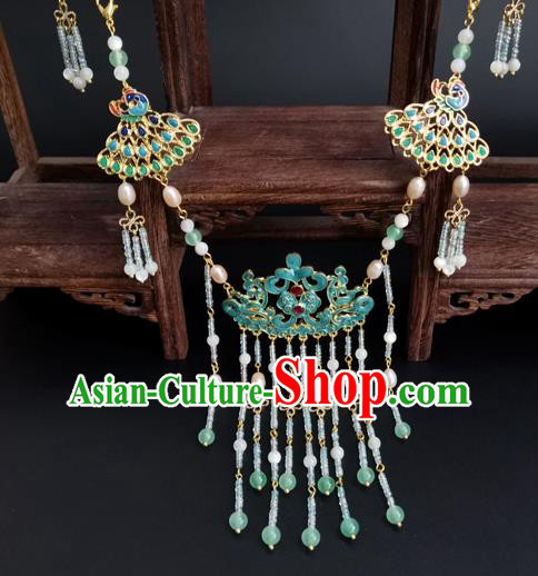 Chinese Ming Dynasty Noble Lady Necklace Ancient Princess Beads Tassel Necklet Accessories