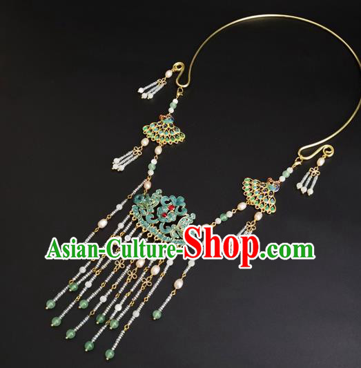 Chinese Ming Dynasty Noble Lady Necklace Ancient Princess Beads Tassel Necklet Accessories
