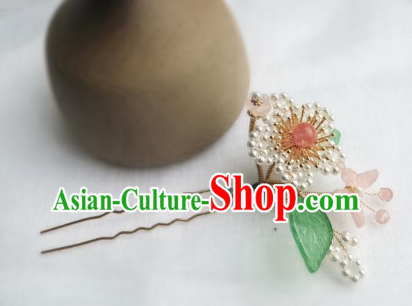 China Ancient Palace Lady Hairpin Traditional Song Dynasty Beads Plum Blossom Hair Stick