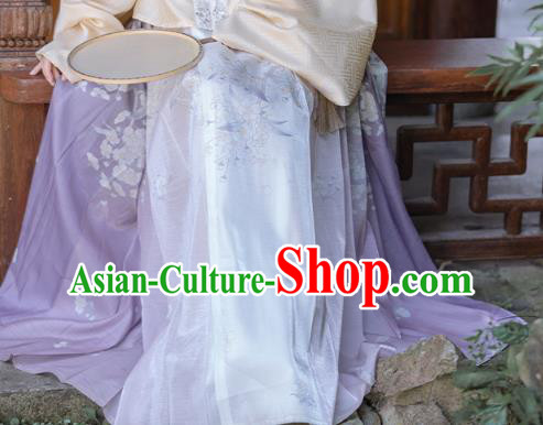 China Ancient Young Beauty Hanfu Garment Traditional Ming Dynasty Noble Lady Historical Clothing