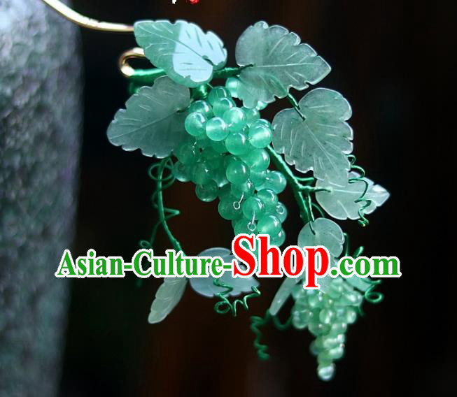 Chinese Traditional Song Dynasty Court Hair Stick Ancient Princess Green Grape Hairpin