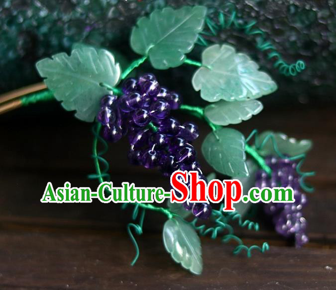 Chinese Ancient Princess Amethyst Grape Hairpin Traditional Song Dynasty Court Hair Stick