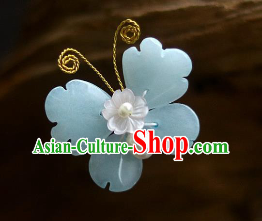 Chinese Ancient Palace Princess Hairpin Traditional Song Dynasty Aquamarine Butterfly Hair Stick