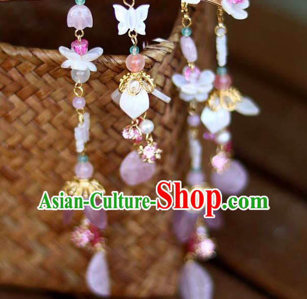 Chinese Ancient Palace Princess Hairpin Traditional Song Dynasty Shell Plum Blossom Tassel Hair Stick