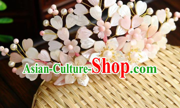Chinese Ancient Imperial Concubine Hairpin Traditional Song Dynasty Court Shell Sakura Hair Crown