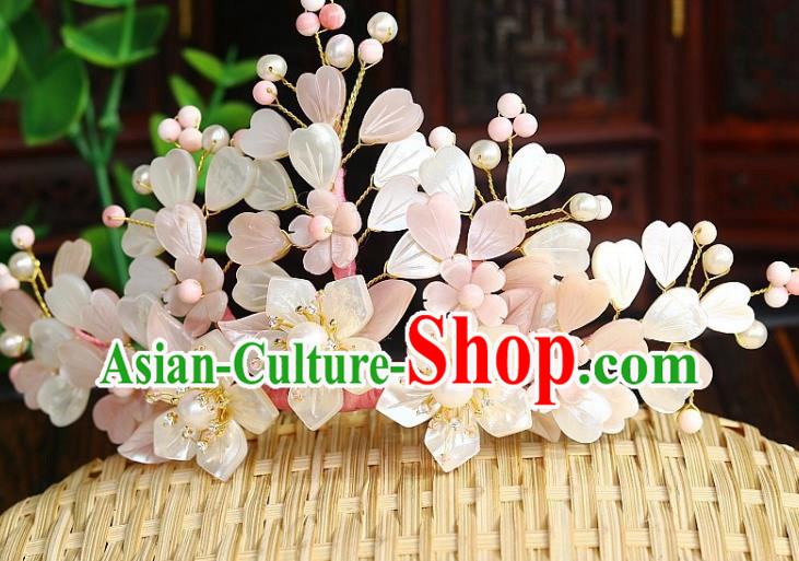Chinese Ancient Imperial Concubine Hairpin Traditional Song Dynasty Court Shell Sakura Hair Crown