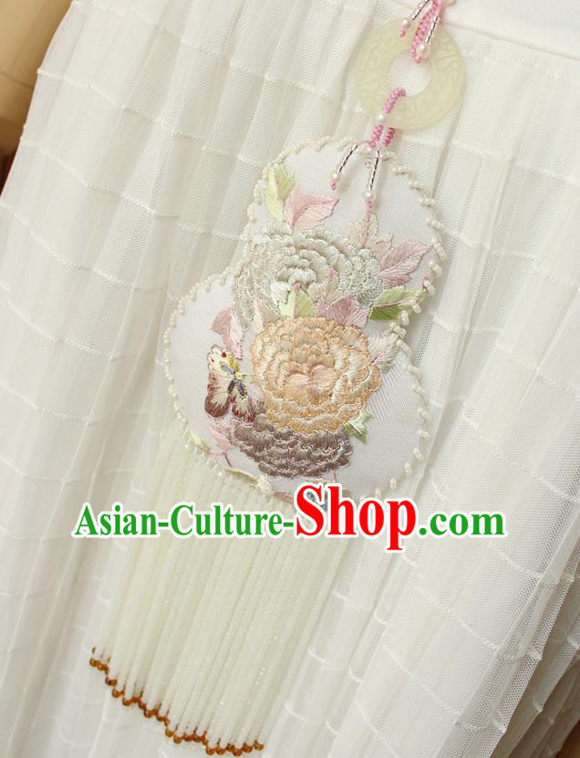 China Traditional Cheongsam Necklace Accessories Handmade Double Side Embroidered Gourd Tassel Necklet