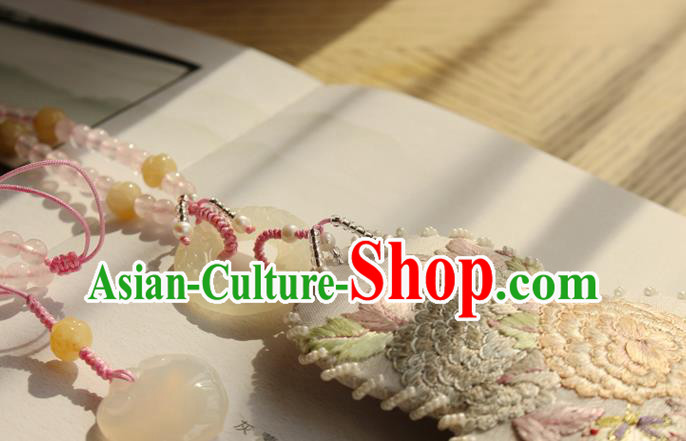 China Traditional Cheongsam Necklace Accessories Handmade Double Side Embroidered Gourd Tassel Necklet
