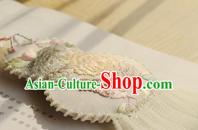 China Traditional Cheongsam Necklace Accessories Handmade Double Side Embroidered Gourd Tassel Necklet
