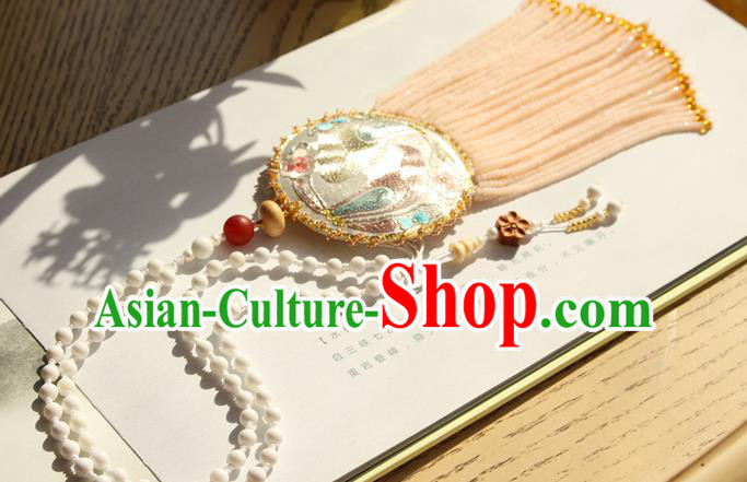 China Handmade Embroidered Sachet Necklet Accessories Traditional Cheongsam Beads Tassel Necklace