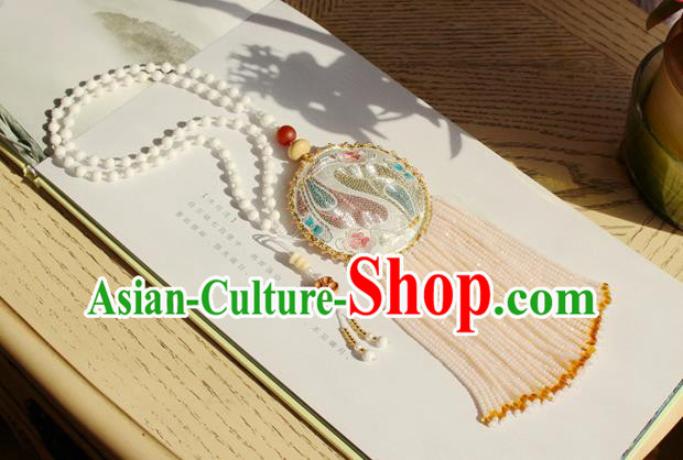 China Handmade Embroidered Sachet Necklet Accessories Traditional Cheongsam Beads Tassel Necklace