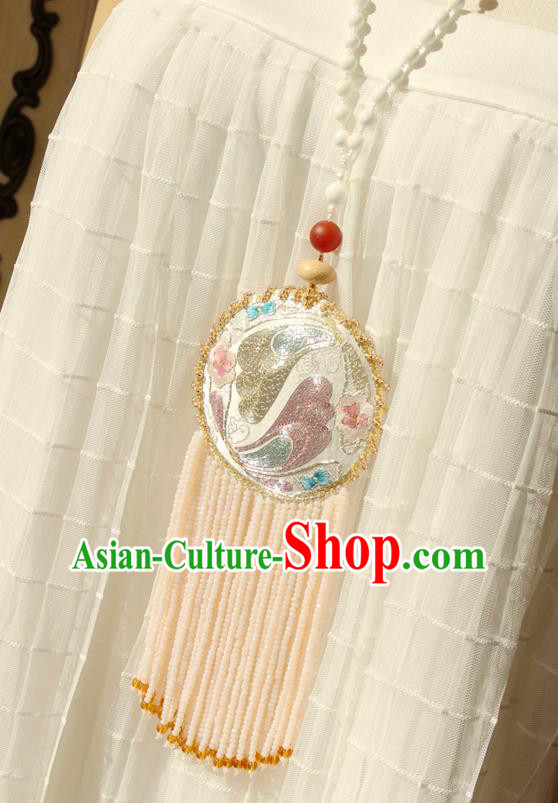 China Handmade Embroidered Sachet Necklet Accessories Traditional Cheongsam Beads Tassel Necklace