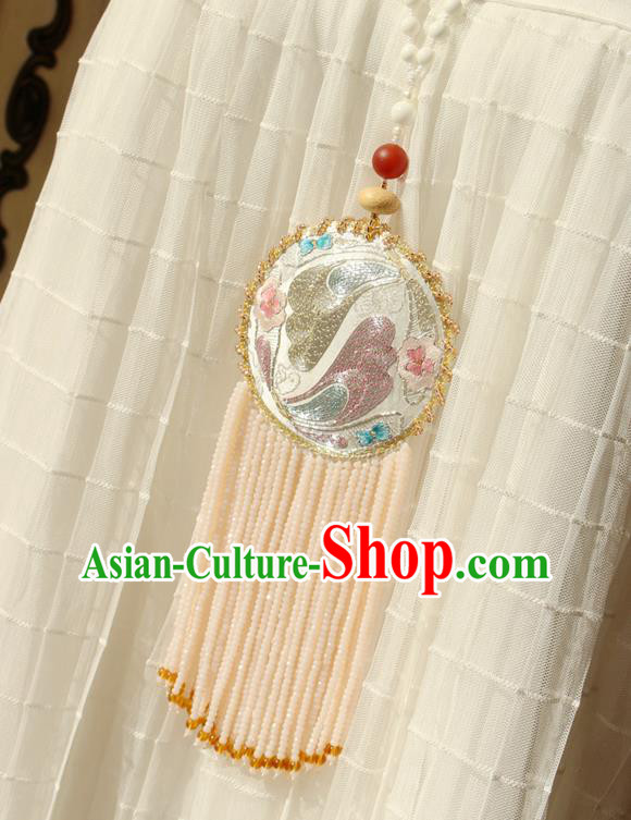 China Handmade Embroidered Sachet Necklet Accessories Traditional Cheongsam Beads Tassel Necklace