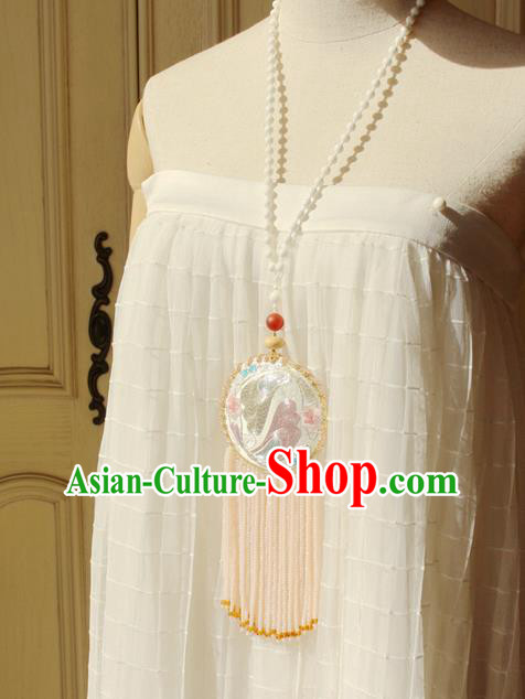 China Handmade Embroidered Sachet Necklet Accessories Traditional Cheongsam Beads Tassel Necklace