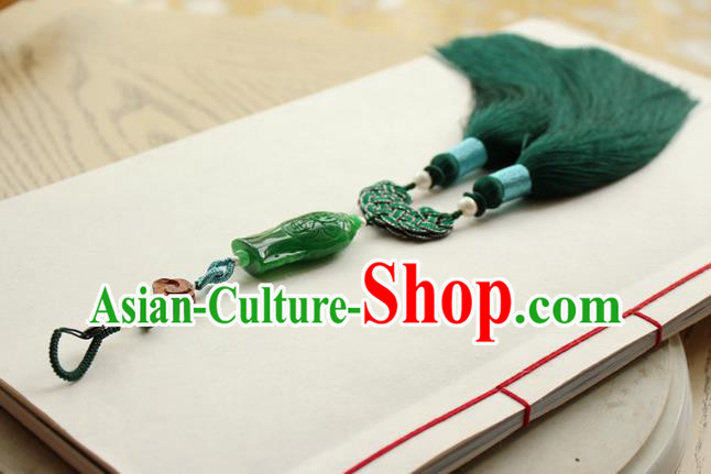 Chinese National Jade Waist Tassel Pendant Classical Qipao Dress Brooch