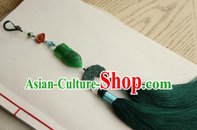Chinese National Jade Waist Tassel Pendant Classical Qipao Dress Brooch