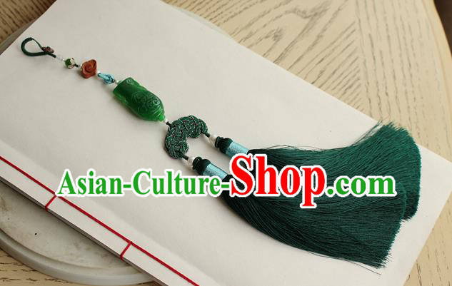 Chinese National Jade Waist Tassel Pendant Classical Qipao Dress Brooch