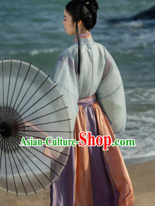 China Ancient Civilian Woman Hanfu Dress Traditional Jin Dynasty Young Lady Historical Costumes