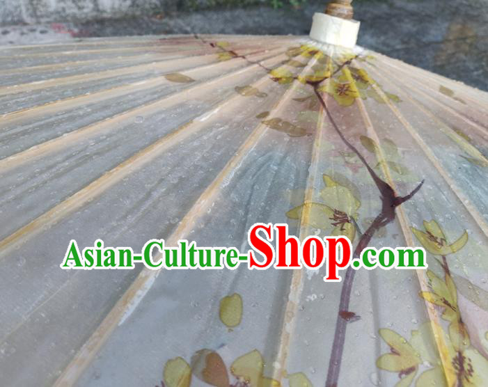 China Traditional Hanfu Umbrella Classical Mangnolia Painting Umbrellas Handmade White Oil Paper Umbrella