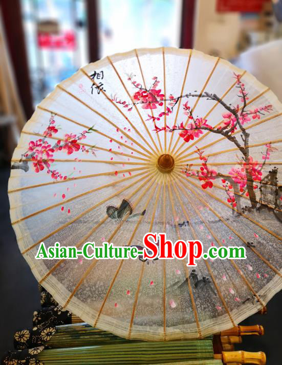 China Hand Ink Painting Butterfly Plum Umbrella Classical Oil Paper Umbrella Traditional Hanfu Oilpaper Umbrella