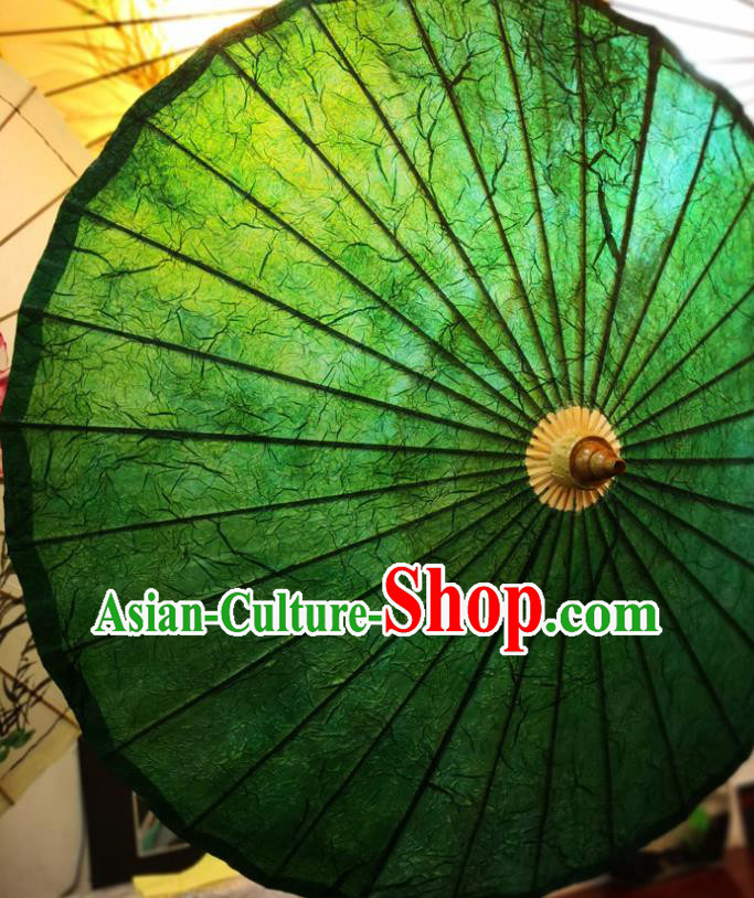 China Traditional Hanfu Deep Green Oilpaper Umbrella Hand Umbrella Classical Dance Oil Paper Umbrella