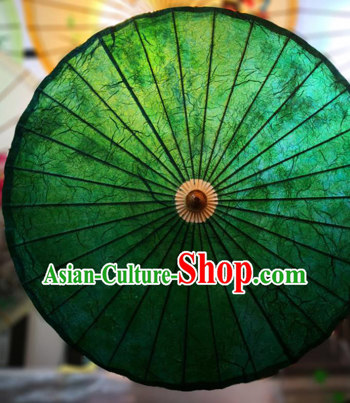 China Traditional Hanfu Deep Green Oilpaper Umbrella Hand Umbrella Classical Dance Oil Paper Umbrella