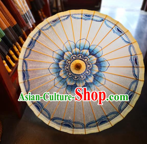 China Traditional Hanfu Dance Umbrella Handmade Painting Lotus Oilpaper Umbrella Classical Oil Paper Umbrella