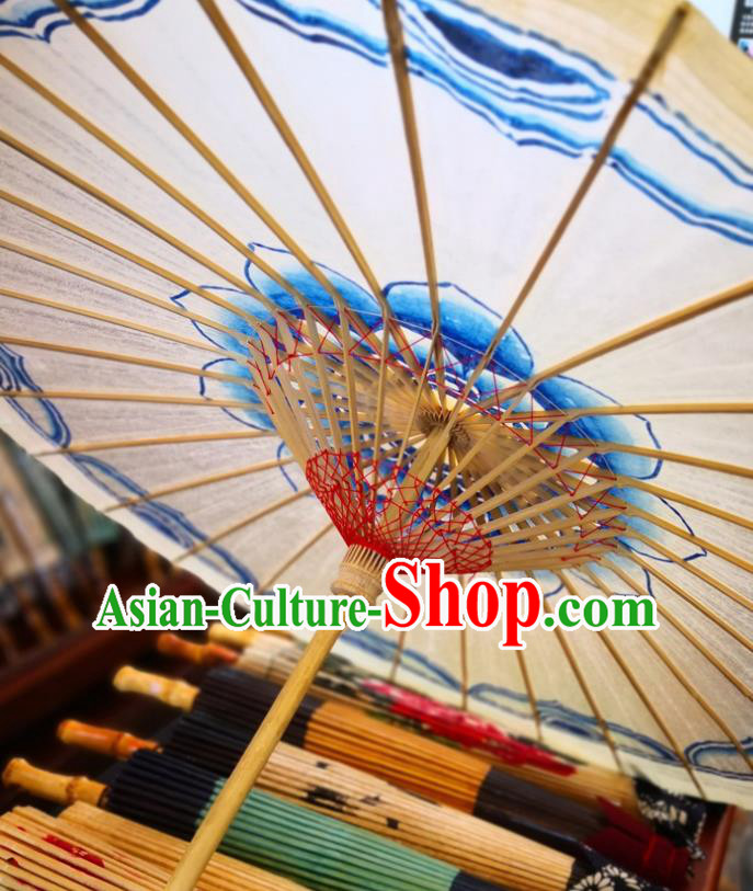 China Traditional Hanfu Dance Umbrella Handmade Painting Lotus Oilpaper Umbrella Classical Oil Paper Umbrella