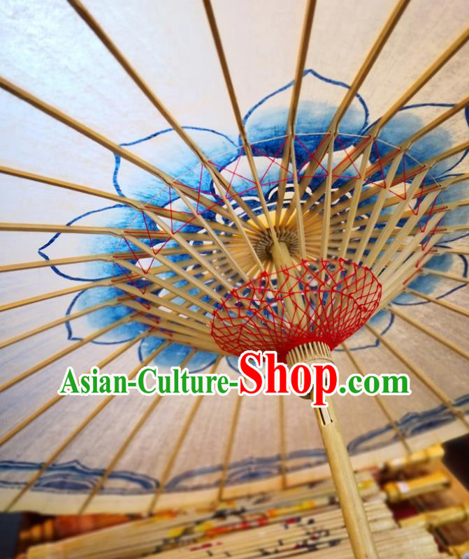 China Traditional Hanfu Dance Umbrella Handmade Painting Lotus Oilpaper Umbrella Classical Oil Paper Umbrella