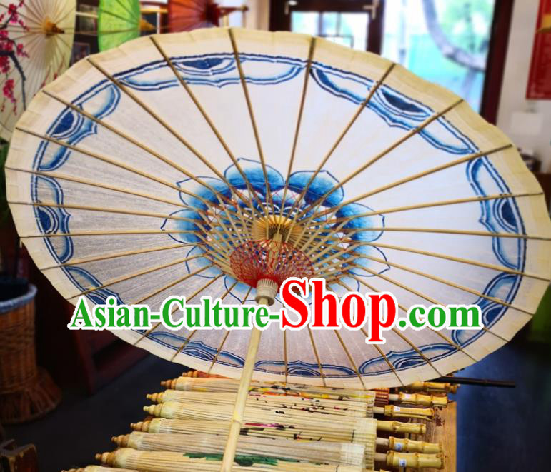 China Traditional Hanfu Dance Umbrella Handmade Painting Lotus Oilpaper Umbrella Classical Oil Paper Umbrella