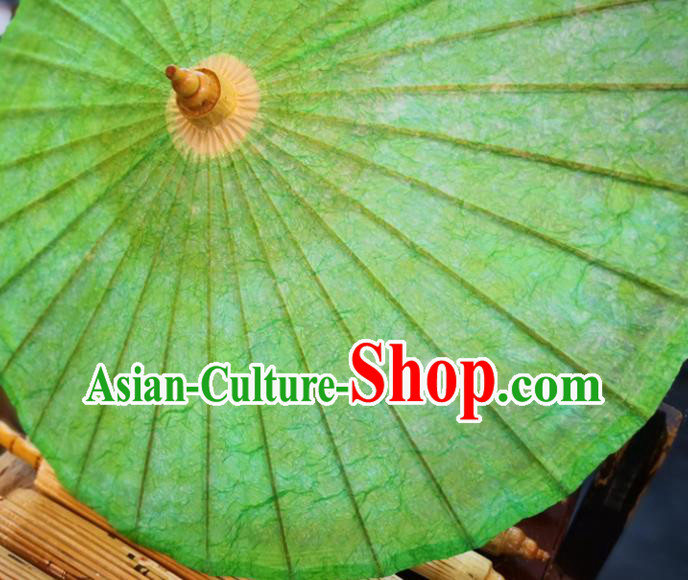 China Handmade Green Oilpaper Umbrella Classical Oil Paper Umbrella Traditional Hanfu Dance Umbrella