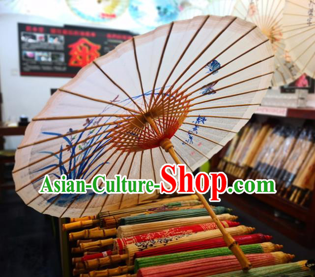 China Handmade Oilpaper Umbrella Classical Dance Oil Paper Umbrella Traditional Hanfu Painting Orchids Umbrella