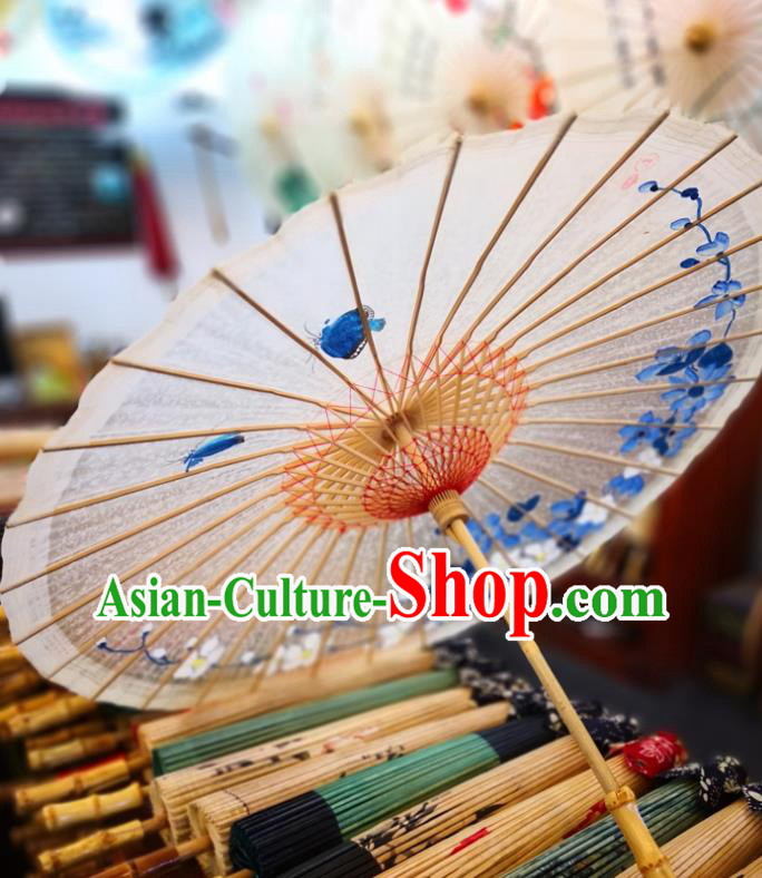 China Traditional Hanfu Dance Umbrella Handmade Oilpaper Umbrella Ink Painting Orchids Oil Paper Umbrella