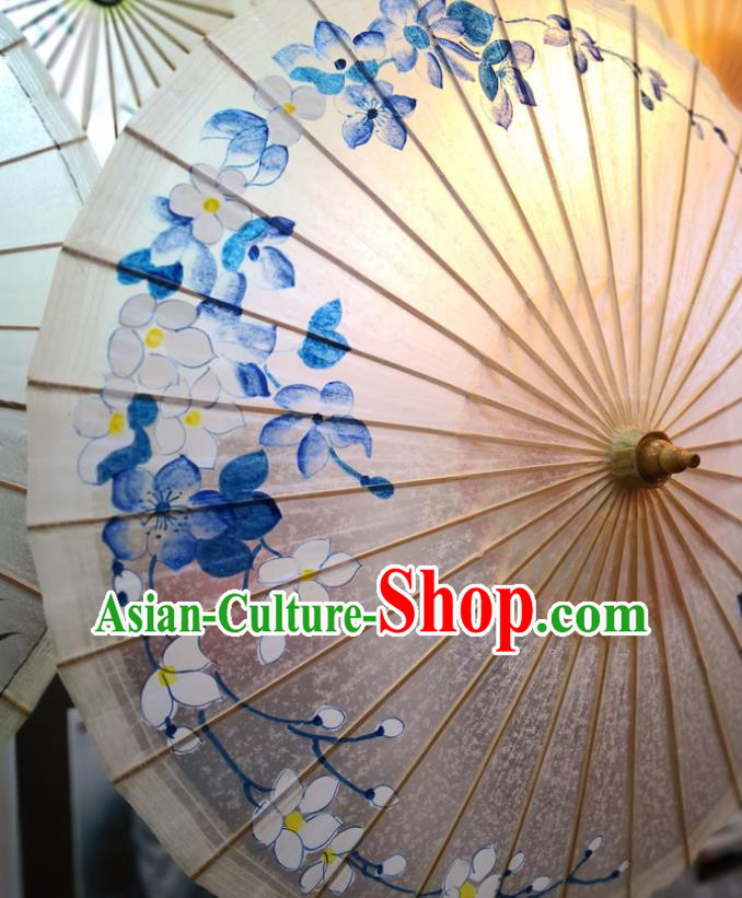 China Traditional Hanfu Dance Umbrella Handmade Oilpaper Umbrella Ink Painting Orchids Oil Paper Umbrella