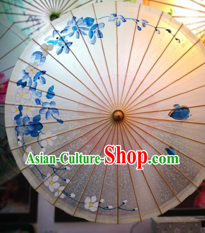 China Traditional Hanfu Dance Umbrella Handmade Oilpaper Umbrella Ink Painting Orchids Oil Paper Umbrella