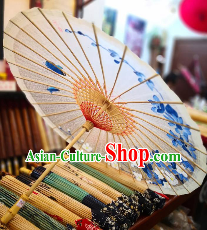 China Traditional Hanfu Dance Umbrella Handmade Oilpaper Umbrella Ink Painting Orchids Oil Paper Umbrella