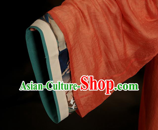 China Ancient Jin Dynasty Palace Princess Historical Clothing Traditional Orange Hanfu Dress Garment