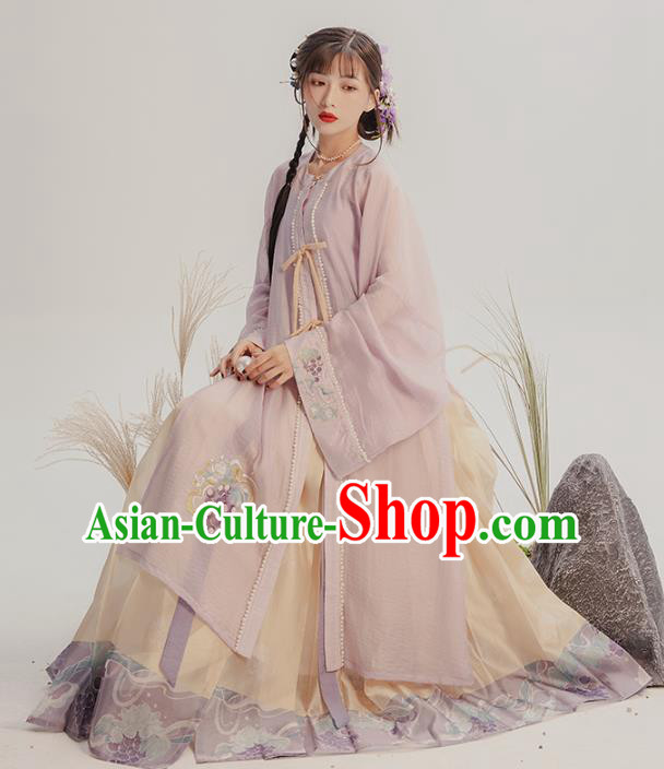 China Traditional Hanfu Dress Ancient Ming Dynasty Nobility Lady Historical Clothing