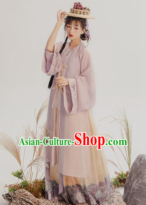 China Traditional Hanfu Dress Ancient Ming Dynasty Nobility Lady Historical Clothing