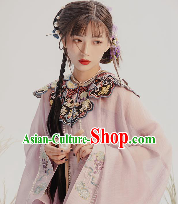China Traditional Hanfu Dress Ancient Ming Dynasty Nobility Lady Historical Clothing