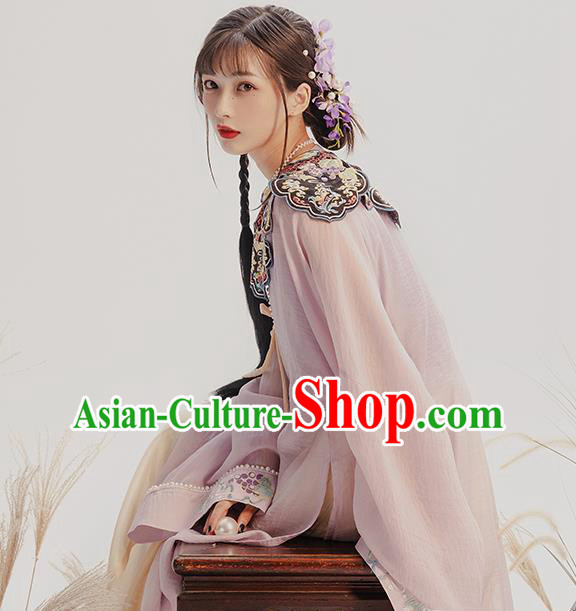 China Traditional Hanfu Dress Ancient Ming Dynasty Nobility Lady Historical Clothing
