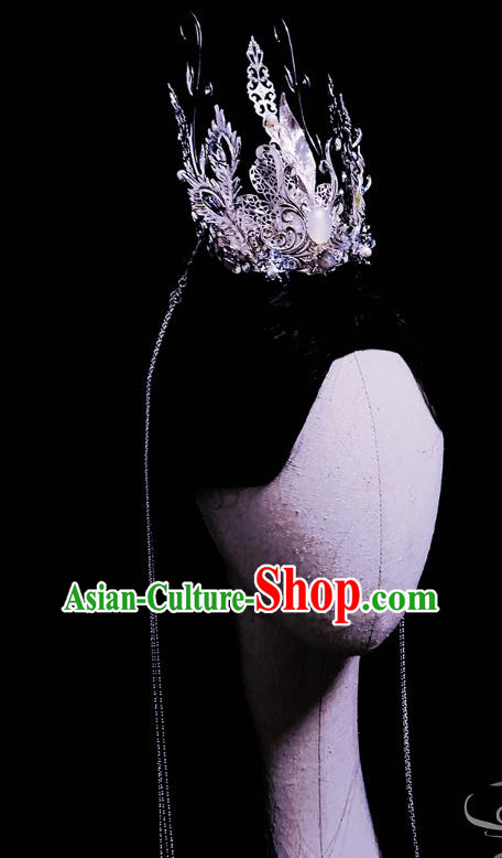 Chinese Jin Dynasty Noble Prince Argent Hairdo Crown Ancient Swordsman Hair Accessories