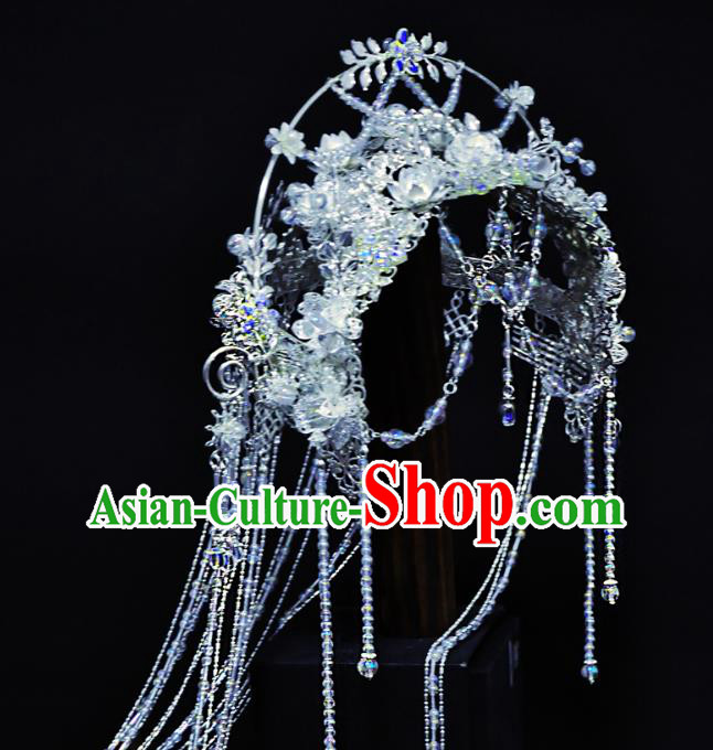 China Handmade Traditional Cosplay Fairy Princess Tassel Hair Crown Ancient Goddess Hair Accessories