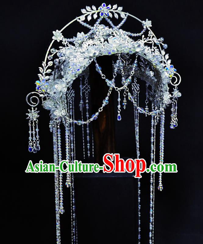 China Handmade Traditional Cosplay Fairy Princess Tassel Hair Crown Ancient Goddess Hair Accessories
