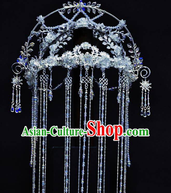 China Handmade Traditional Cosplay Fairy Princess Tassel Hair Crown Ancient Goddess Hair Accessories