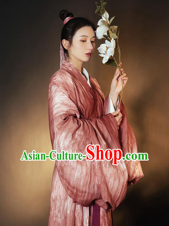 China Ancient Young Beauty Hanfu Dress Garment Traditional Wei Jin Dynasty Swordswoman Historical Clothing