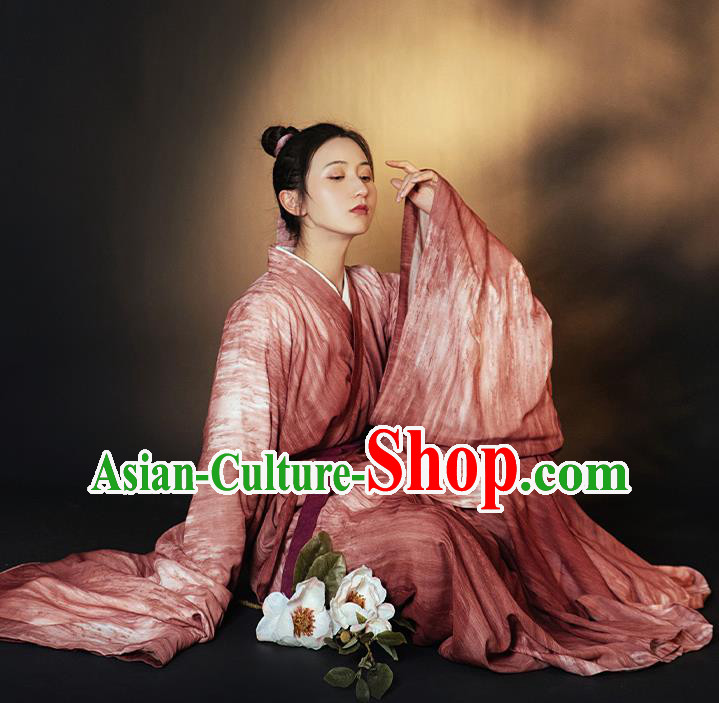 China Ancient Young Beauty Hanfu Dress Garment Traditional Wei Jin Dynasty Swordswoman Historical Clothing