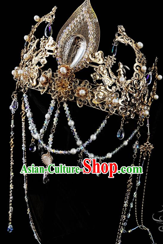 China Handmade Hair Accessories Ancient Queen Golden Tassel Hair Crown