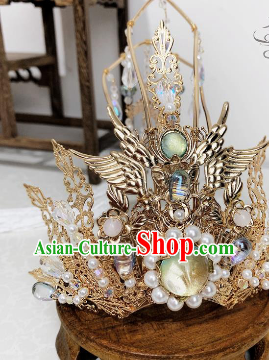 China Ancient Goddess Tassel Hair Crown Handmade Traditional Ming Dynasty Princess Headwear